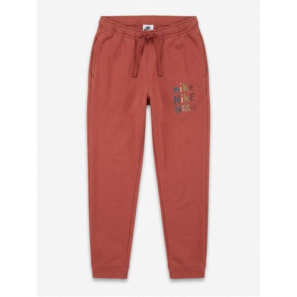 Nike Womens Sportswear Club Midrise Stacked Graphic Smiley Face Joggers Red L